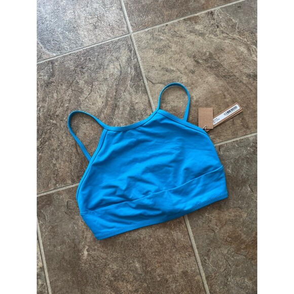 Skims Signature Swim High Neck Top Turquoise Size Medium - Picture 6 of 10